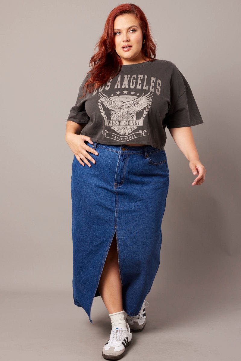 Grey Graphic T-shirt Short Sleeve Crew Neck - Image 2