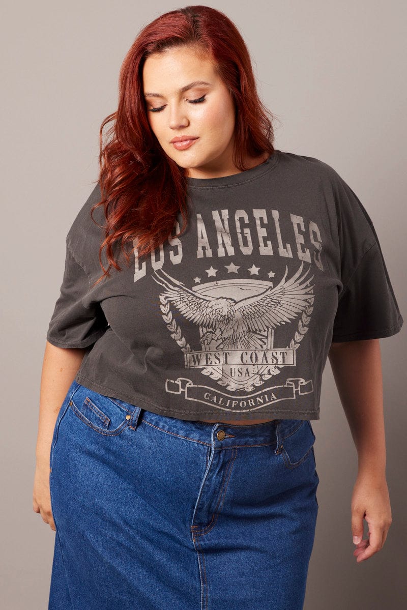 Grey Graphic T-shirt Short Sleeve Crew Neck - Image 3