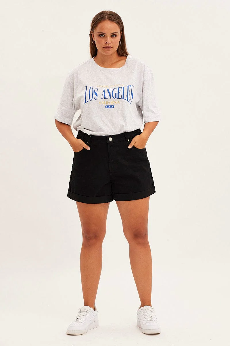 Grey Graphic T-shirt Short Sleeve Crew Neck - Image 2