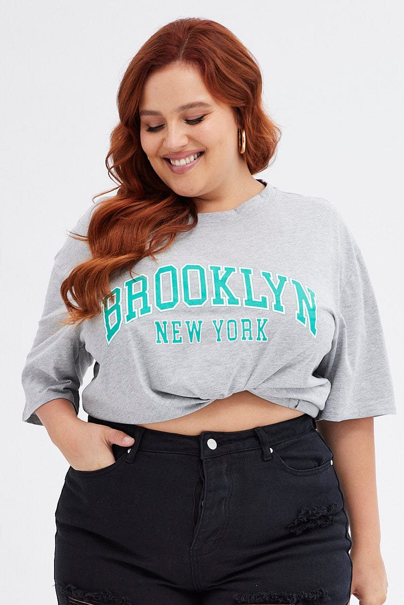 Grey Graphic T-shirt Short Sleeve Crew Neck - Image 3