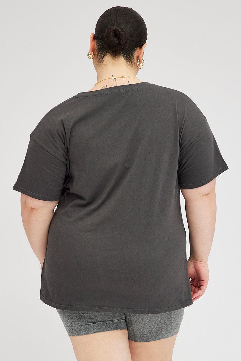 Grey Graphic T-shirt Short Sleeve Crew Neck - Image 5