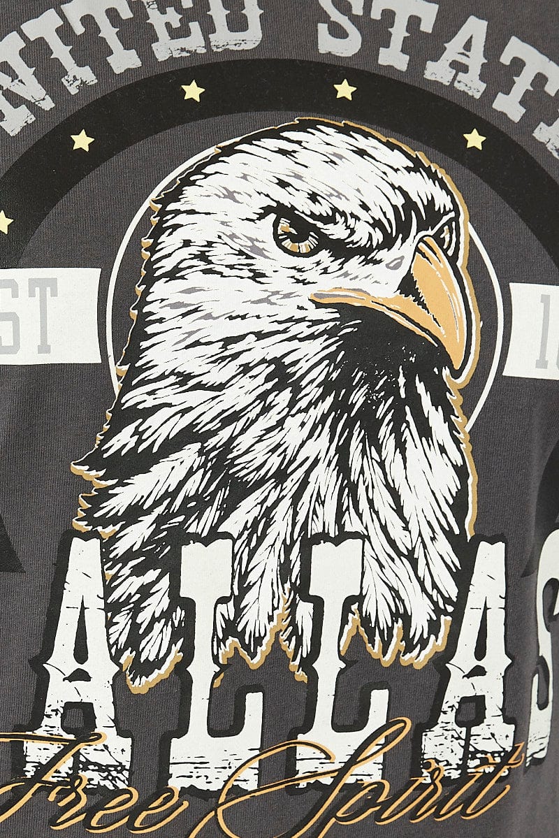 Grey Graphic T-shirt Short Sleeve Crew Neck - Image 6