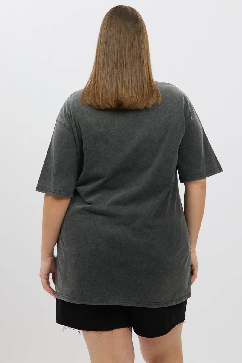 Grey Graphic T Shirt Short Sleeve Crew Neck - Image 5