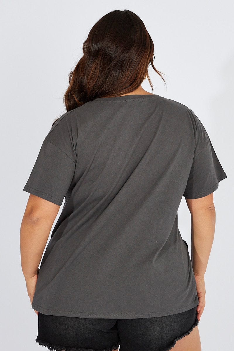 Grey Graphic T-shirt Short Sleeve Crew Neck - Image 5