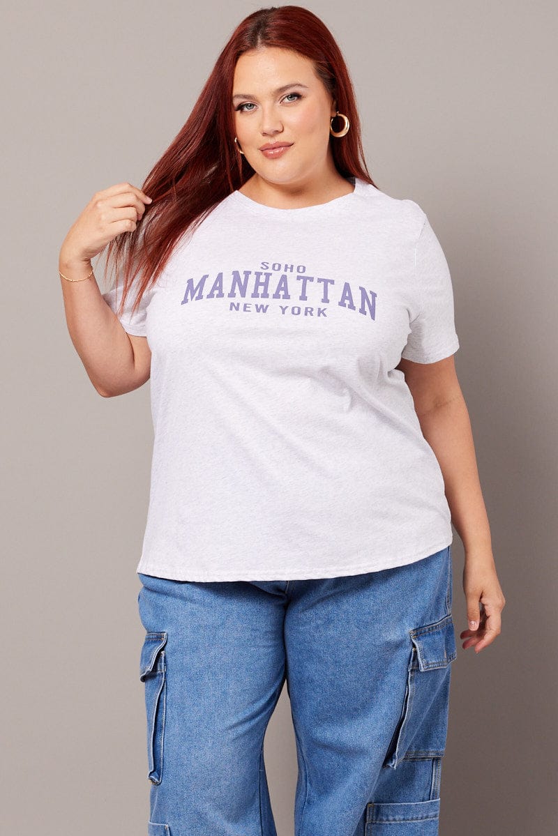 Grey Graphic T-shirt Short Sleeve Crew Neck - Image 3