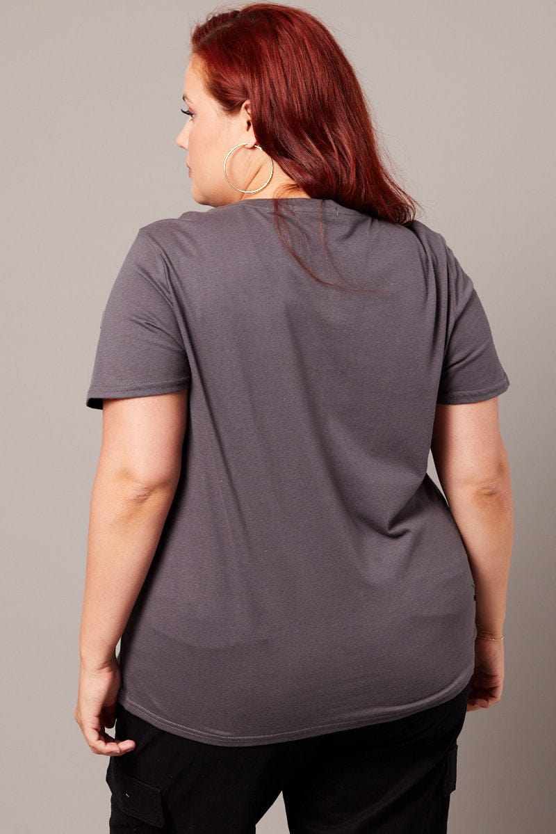 Grey Graphic T-shirt Short Sleeve Crew Neck - Image 5