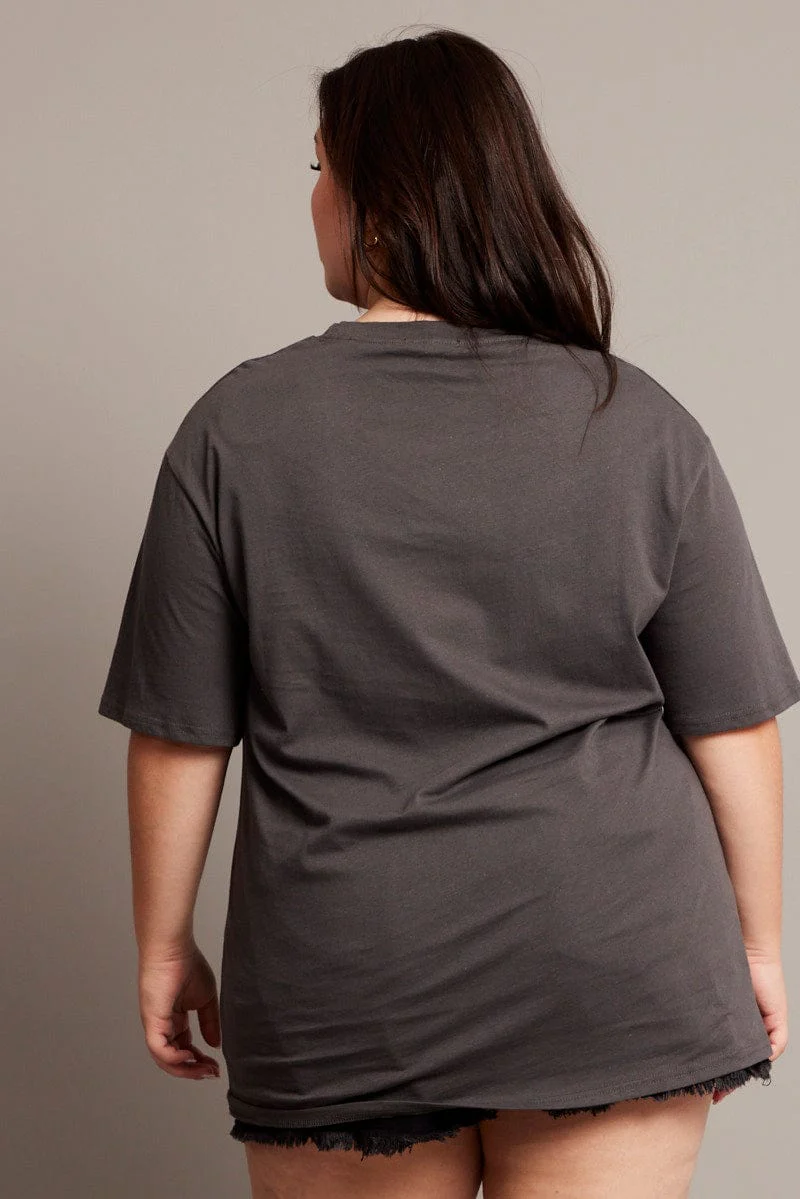 Grey Graphic T-shirt Short Sleeve Crew Neck - Image 5