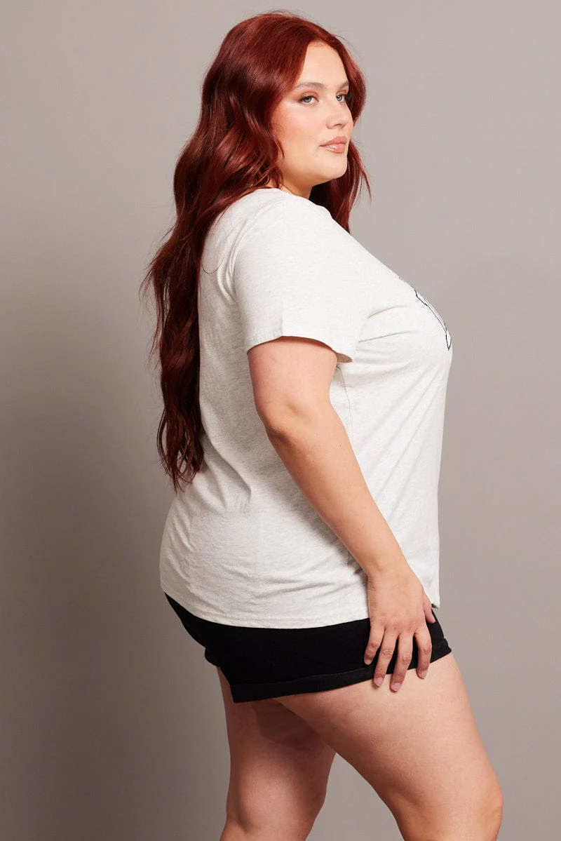 Grey Graphic T-shirt Short Sleeve Crew Neck - Image 4
