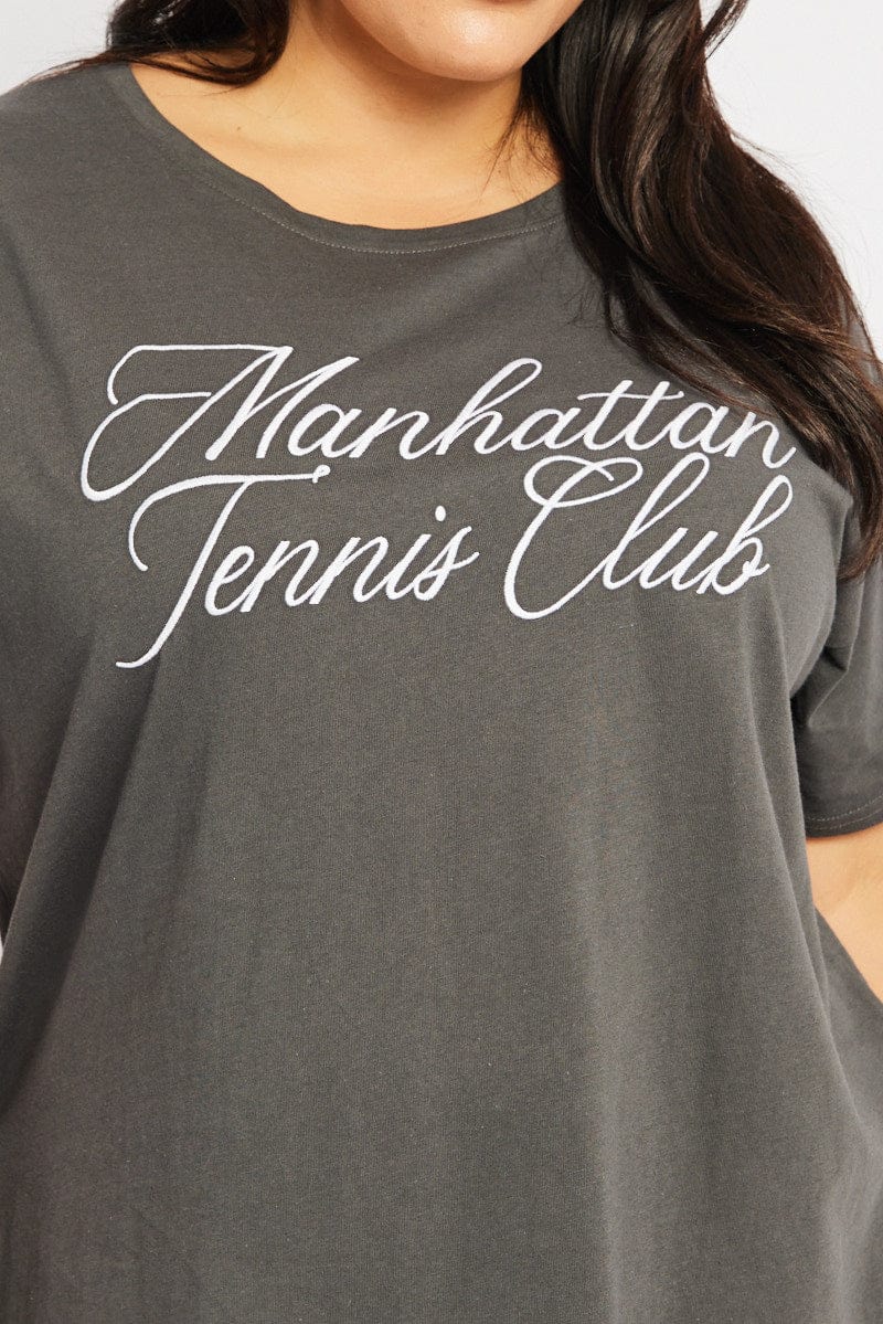 Grey Graphic T-shirt Short Sleeve Crew Neck - Image 6