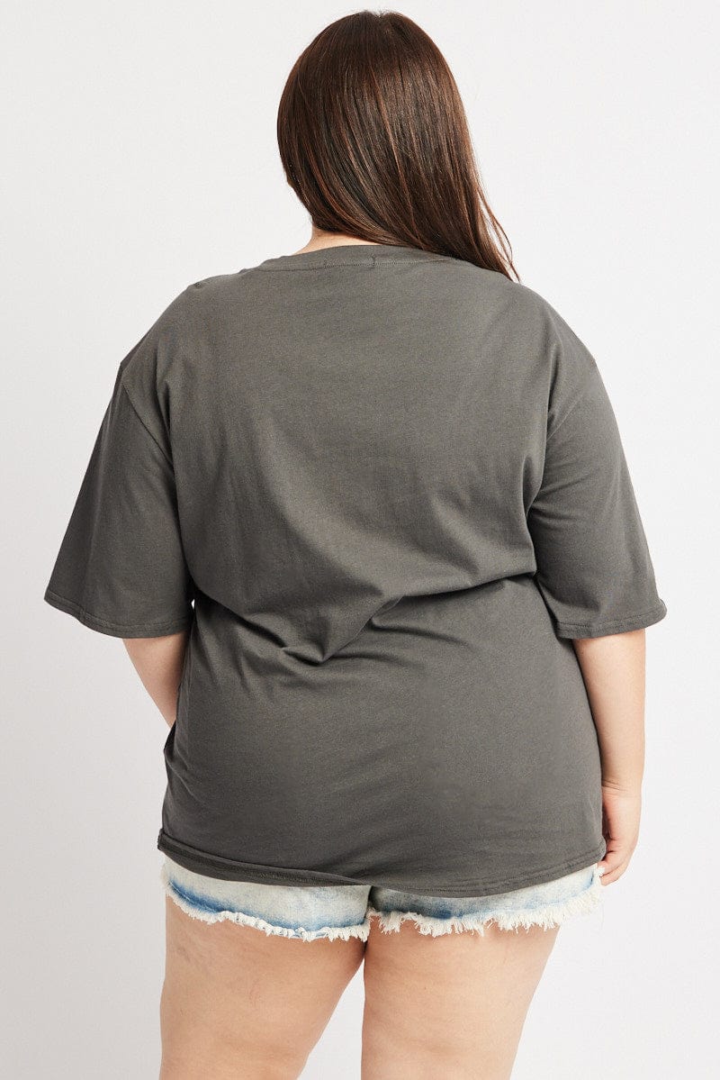 Grey Graphic T Shirt Short Sleeve Crew Neck - Image 5