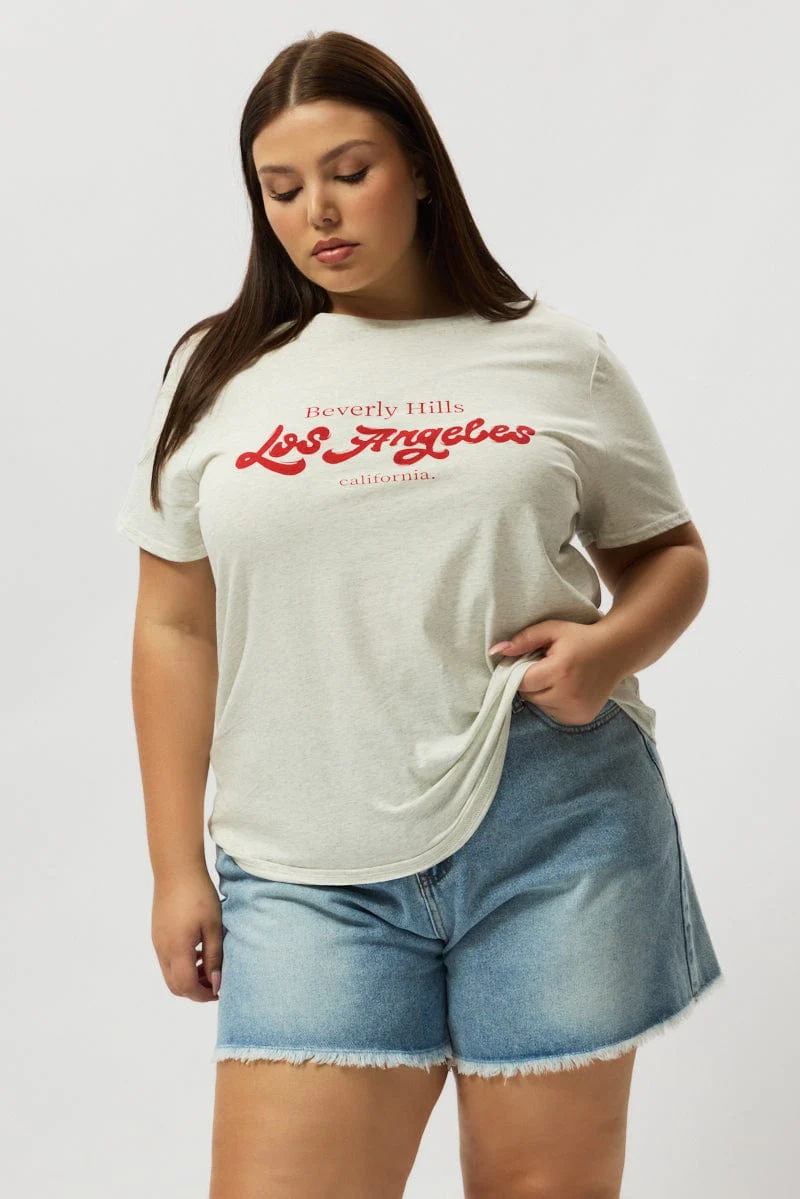 Grey Graphic T Shirt Short Sleeve Crew Neck - Image 3