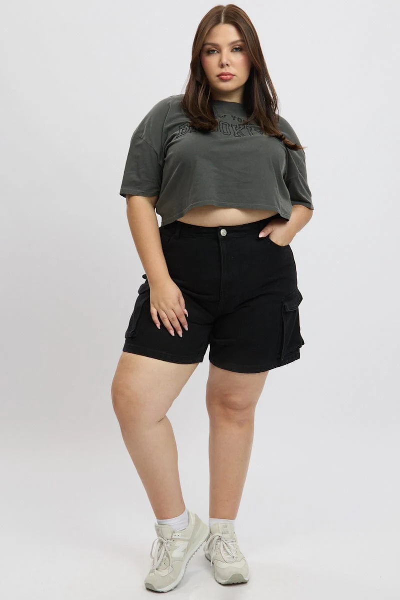 Grey Graphic T Shirt Short Sleeve Crew Neck - Image 2