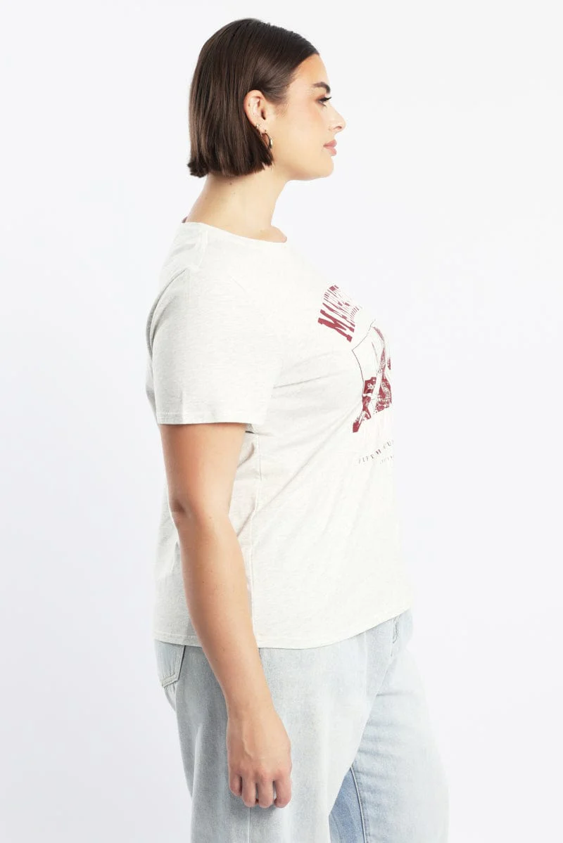 Grey Graphic T Shirt Short Sleeve Crew Neck - Image 3