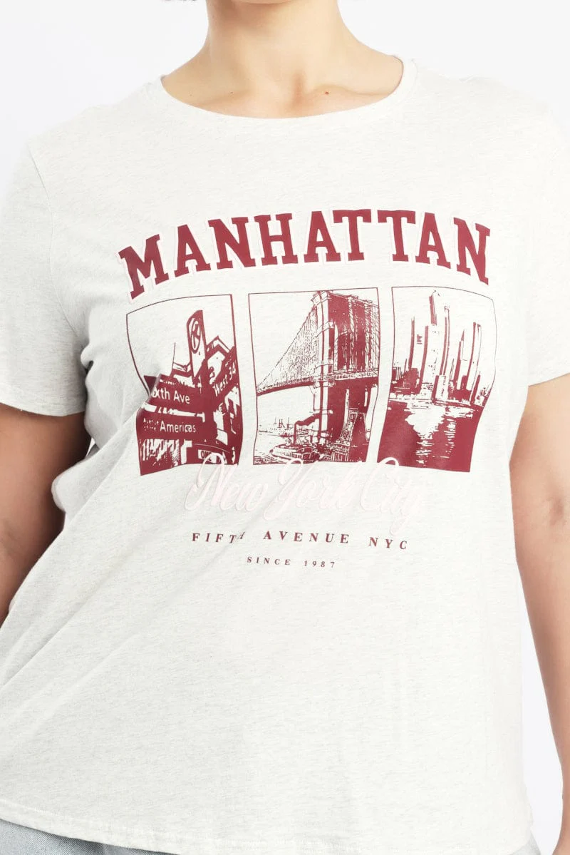 Grey Graphic T Shirt Short Sleeve Crew Neck - Image 5