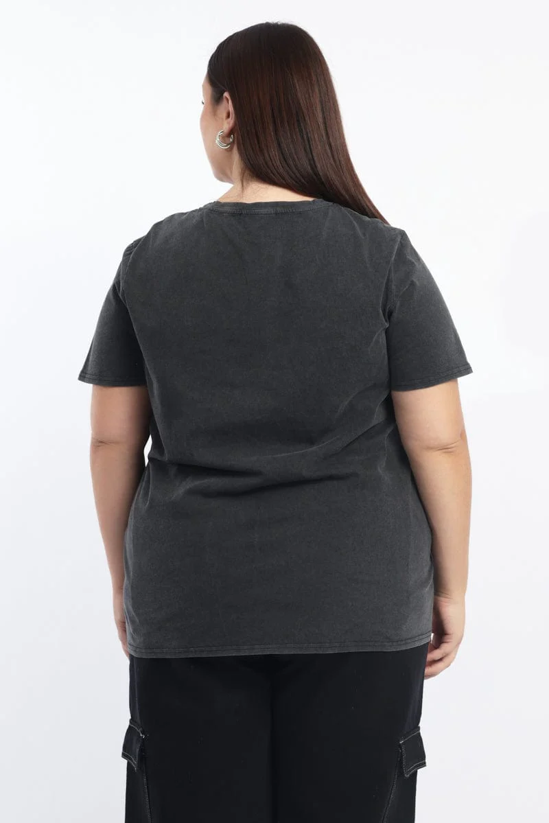 Grey Graphic T Shirt Short Sleeve Crew Neck - Image 4