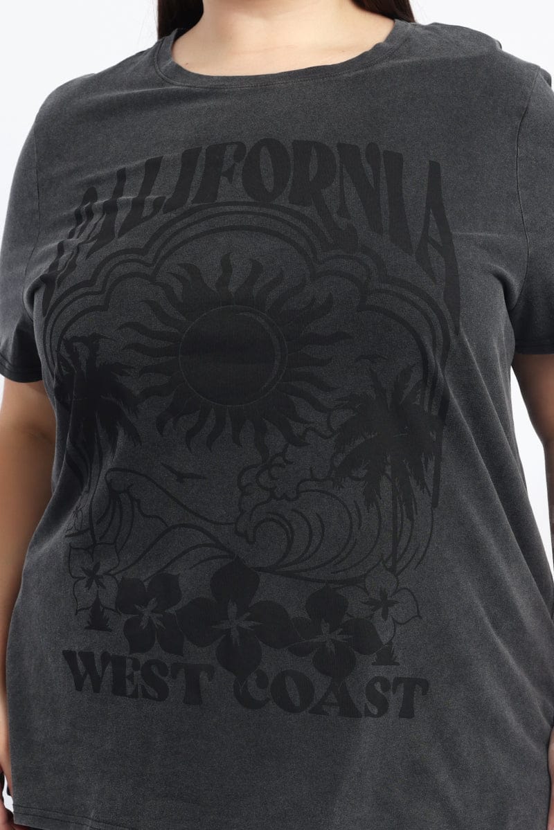 Grey Graphic T Shirt Short Sleeve Crew Neck - Image 5