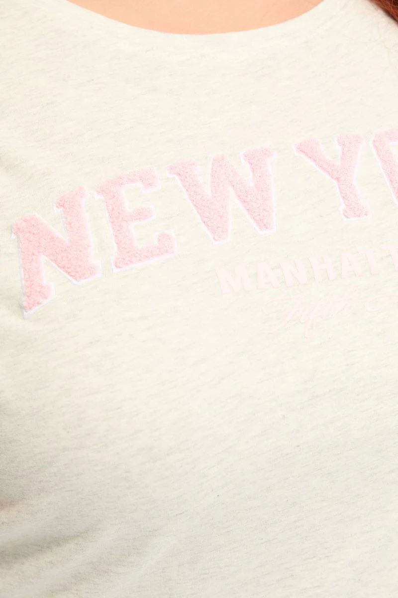 Grey Graphic T-shirt Short Sleeve Crew Neck - Image 5