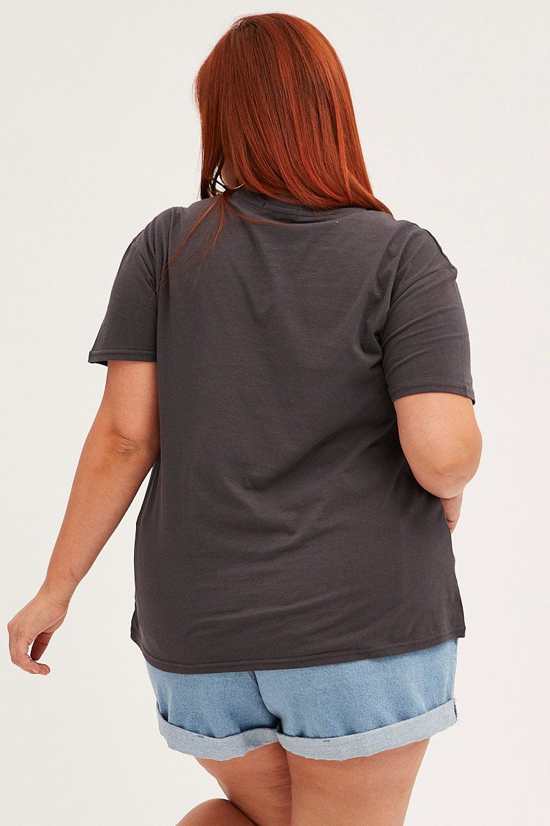 Grey Graphic T-shirt Short Sleeve Lightning Bolt - Image 5