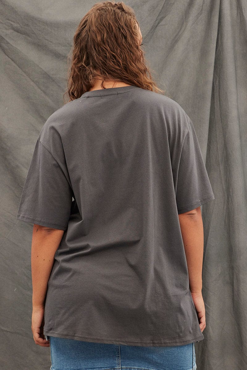 Grey Graphic T-shirt Short Sleeve Oversized World Tour - Image 5