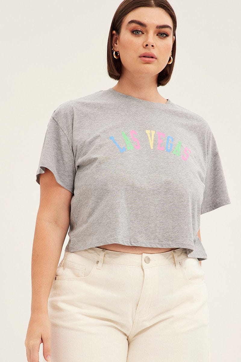 Grey Graphic T-shirt Short Sleeve Rainbow Las Vegas - Image 3