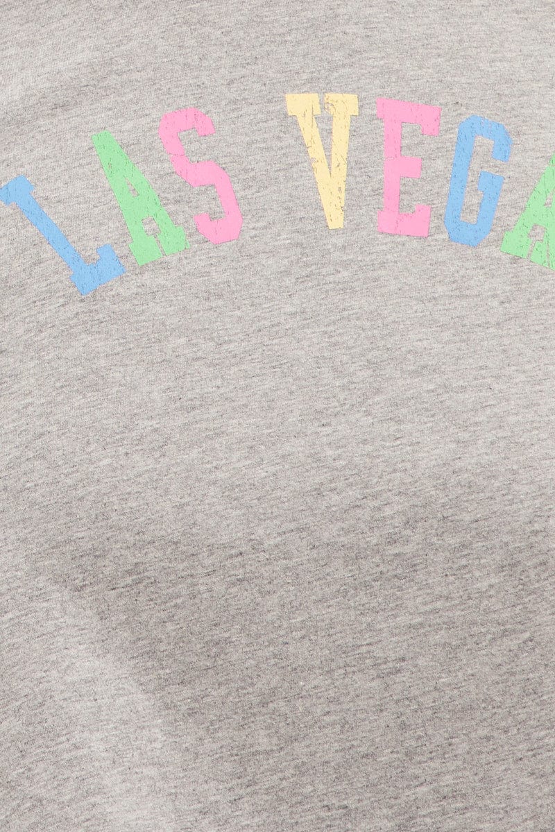 Grey Graphic T-shirt Short Sleeve Rainbow Las Vegas - Image 6