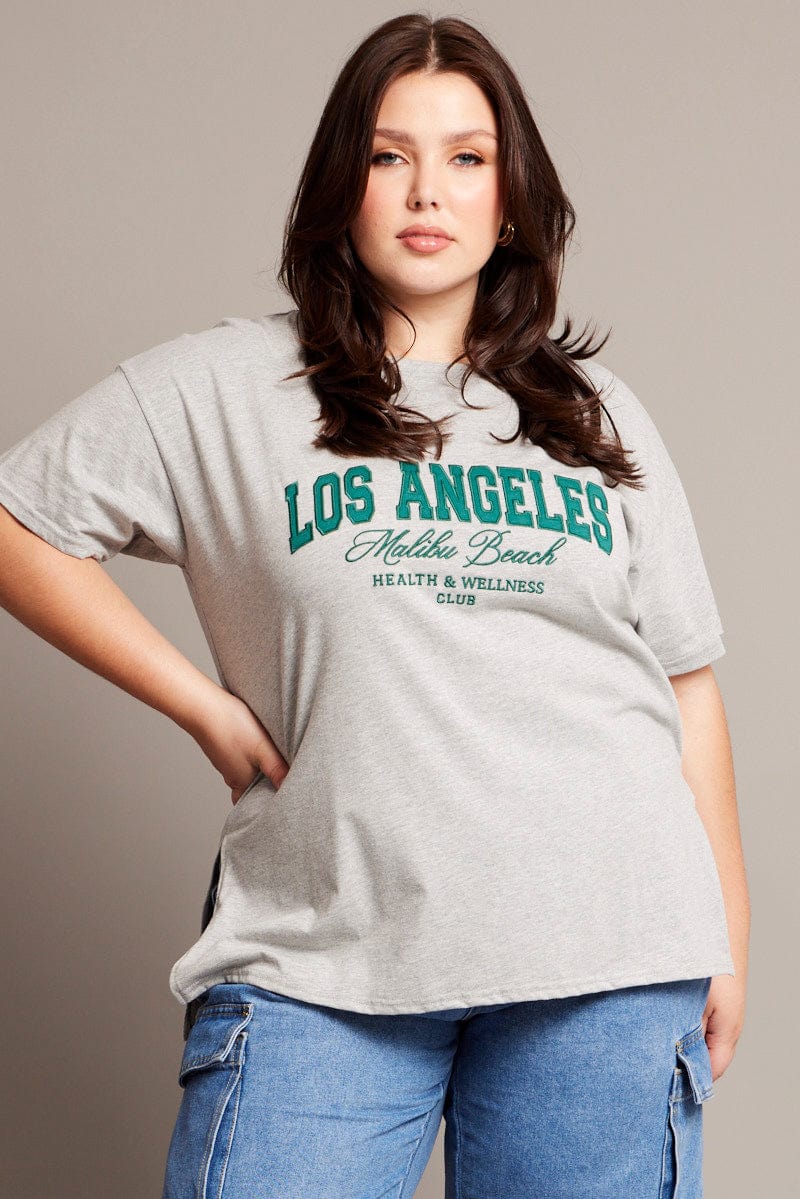 Grey Graphic T-shirt Short Sleeve Relaxed Crew Neck - Image 3