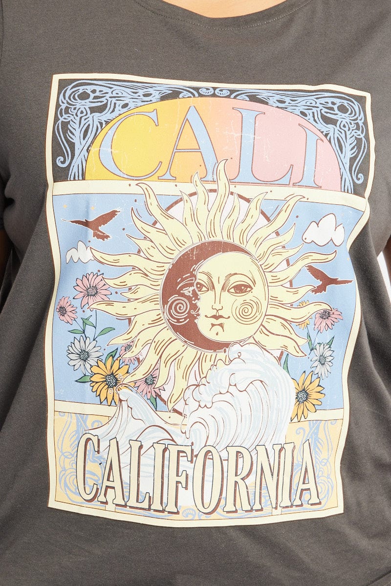 Grey Graphic T-shirt Short Sleeve Relaxed Crew Neck - Image 6