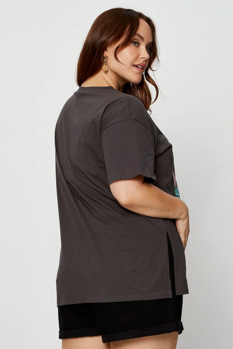 Grey Graphic T-shirt Yosemite Short Sleeve Cotton - Image 5