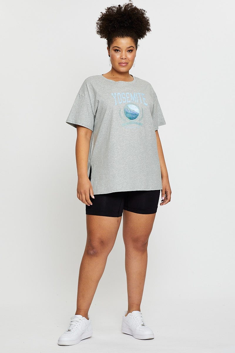 Grey Graphic T-shirt Yosemite Short Sleeve Cotton - Image 2