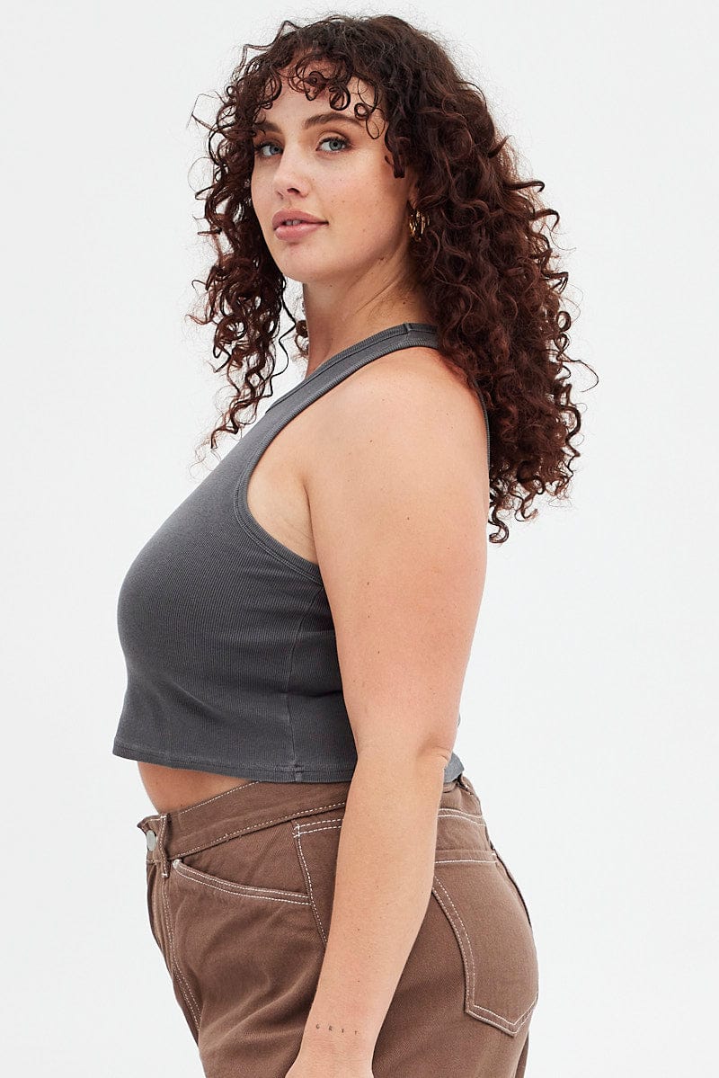 Grey Graphic Tank Daytona Crop Rib Jersey - Image 4