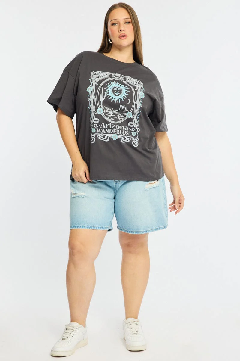 Grey Graphic Tee Short Sleeve - Image 2