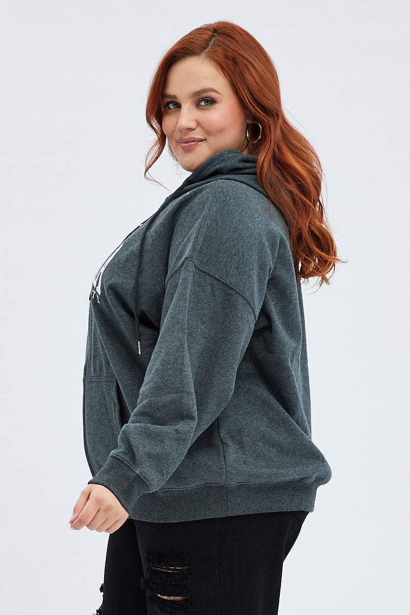 Grey Hoodie Jacket Zip Fleece California Embroidered - Image 4
