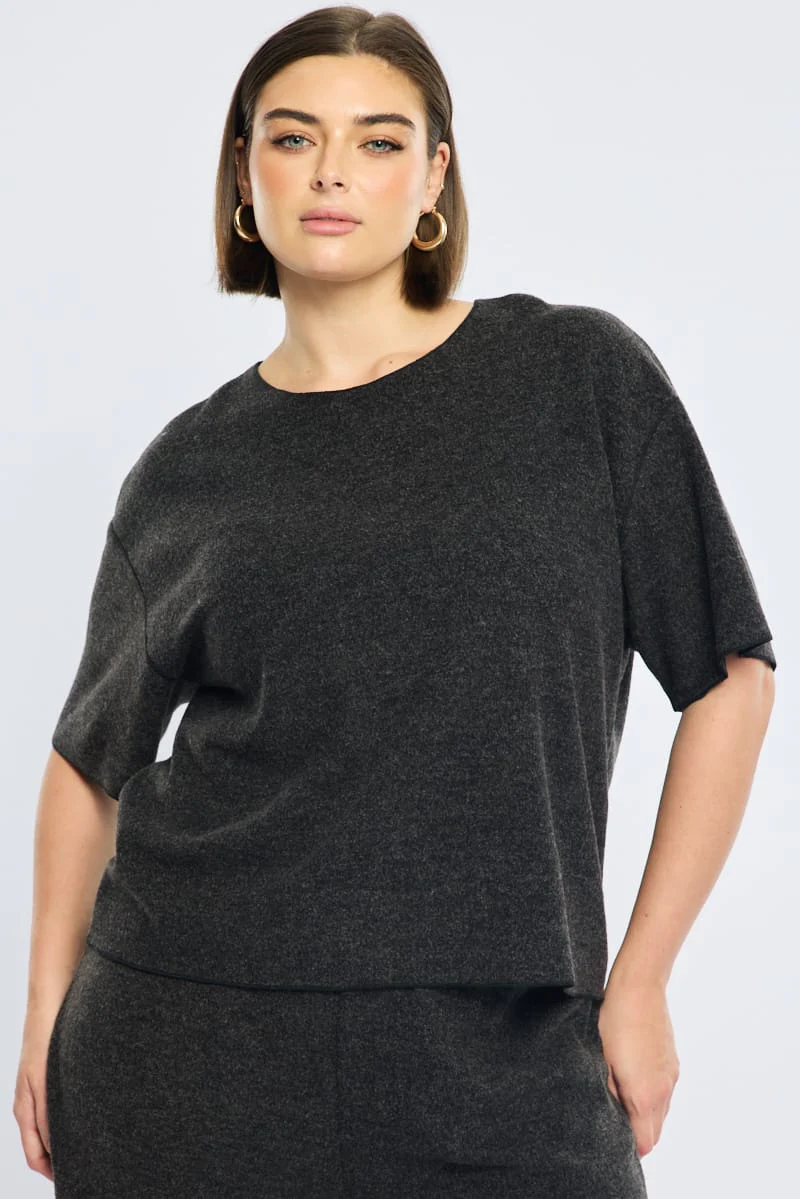 Grey Jersey Top Short Sleeve
