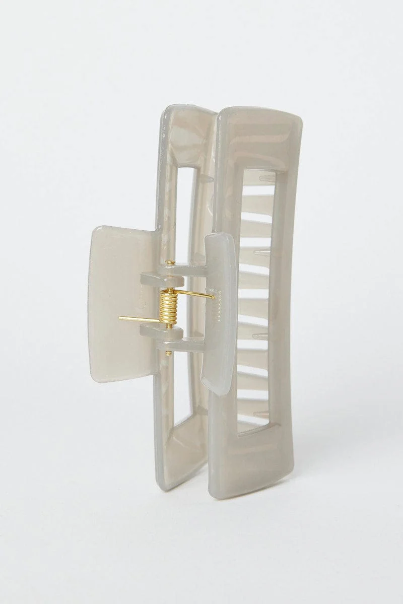 Grey Large Rectangle Claw Clip - Image 3