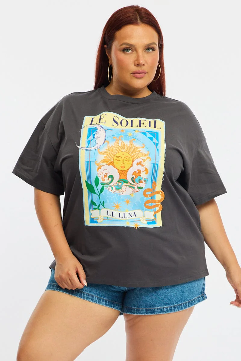 Grey Le Soleil Graphic Tee