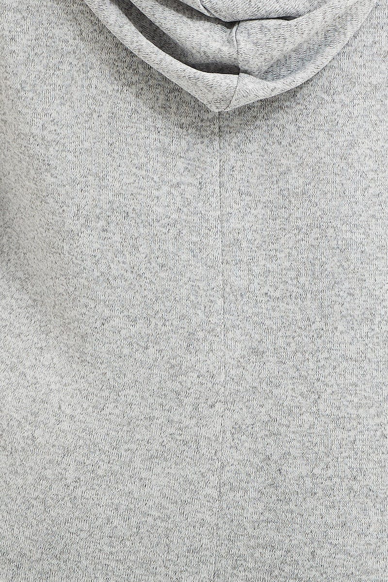 Grey Long Sleeve Curve Hem Hoodie Top - Image 6