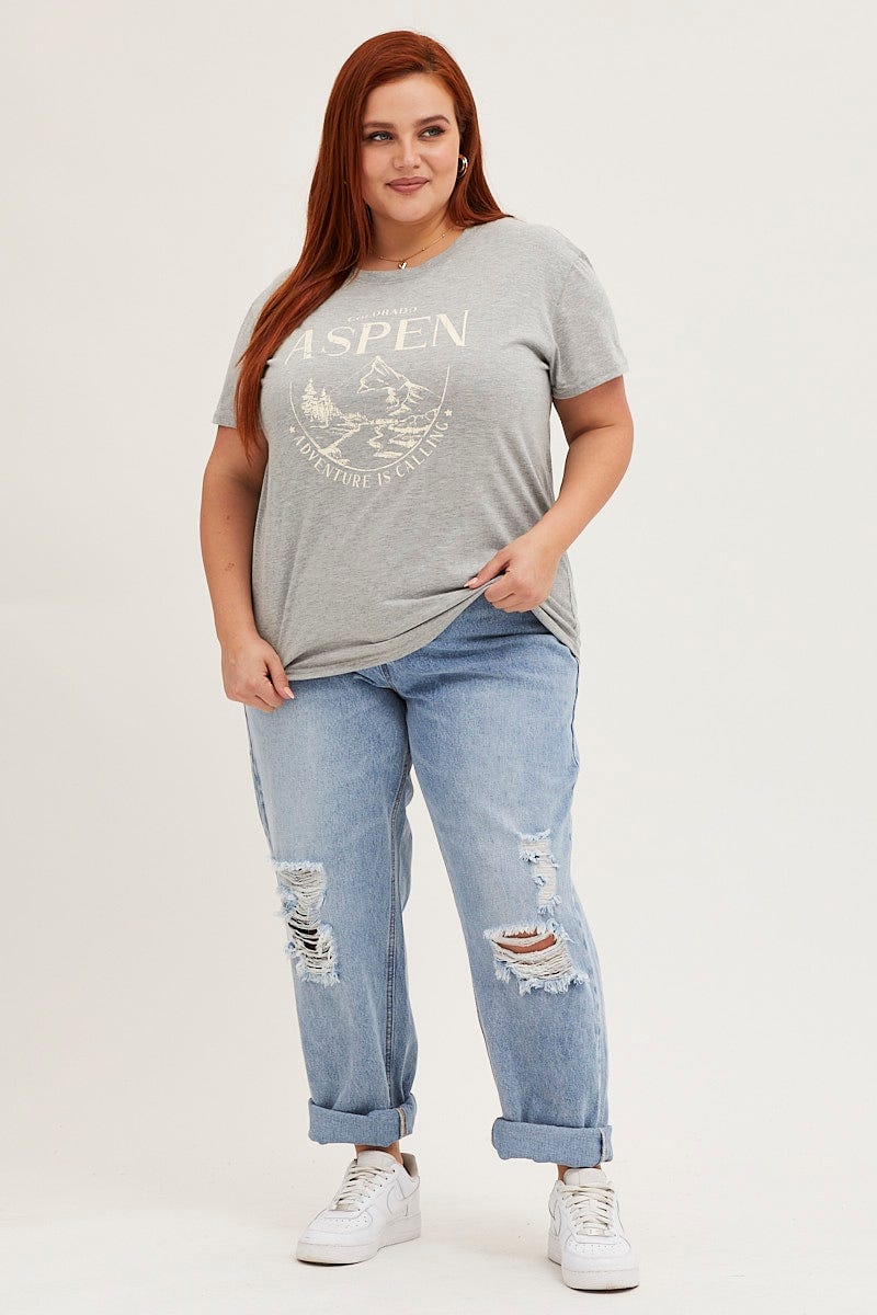 Grey Marle Aspen Short Sleeve Cotton Graphic T-shirt - Image 2