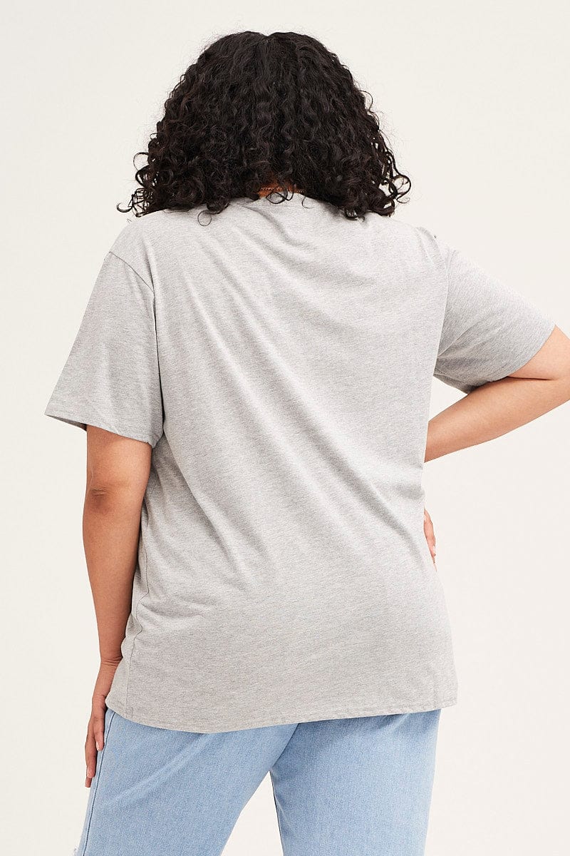 Grey Marle Short Sleeve Boston Oversized Embroidered T-shirt - Image 5