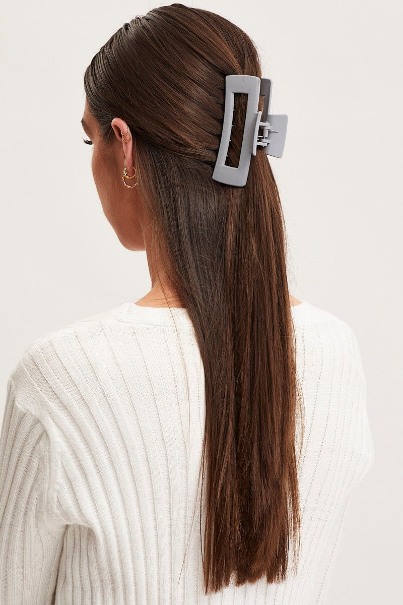Grey Matt Square Shaped Hair Claw