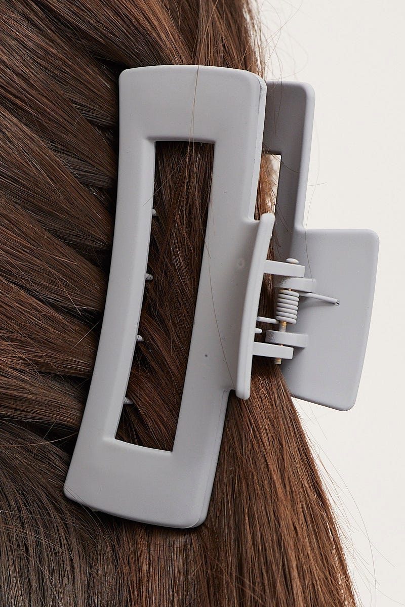 Grey Matt Square Shaped Hair Claw - Image 2