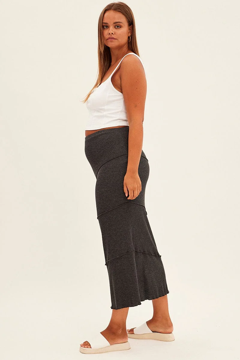 Grey Maxi Skirt Asymmetric Rib - Image 4