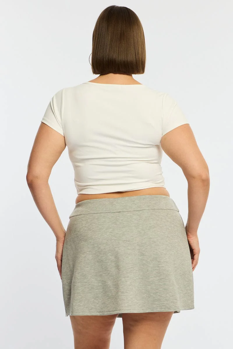 Grey Mini Skort With Slit - Image 5