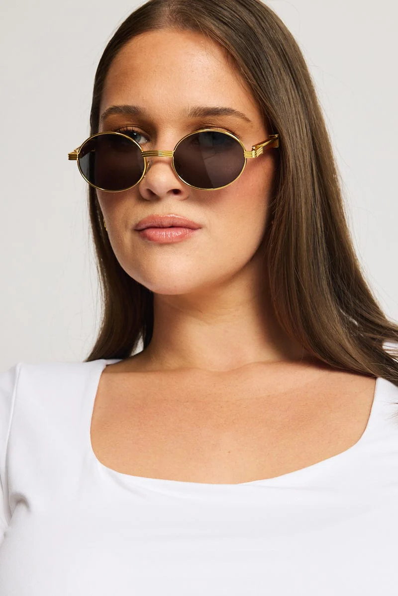 Grey Oval Sunglasses