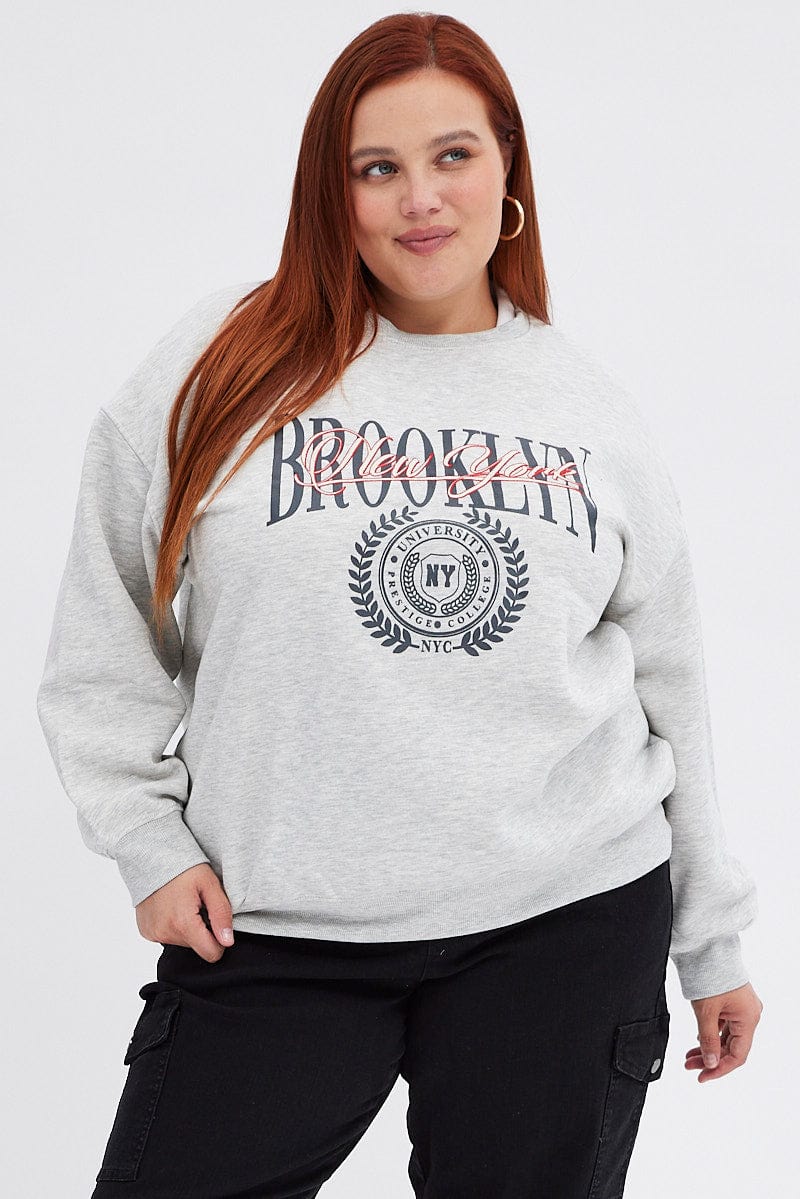 Grey Oversized Sweater Embroidered - Image 2