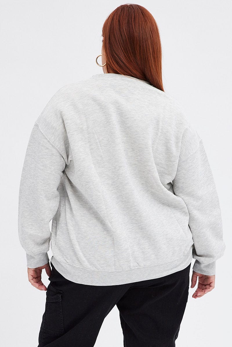 Grey Oversized Sweater Embroidered - Image 3