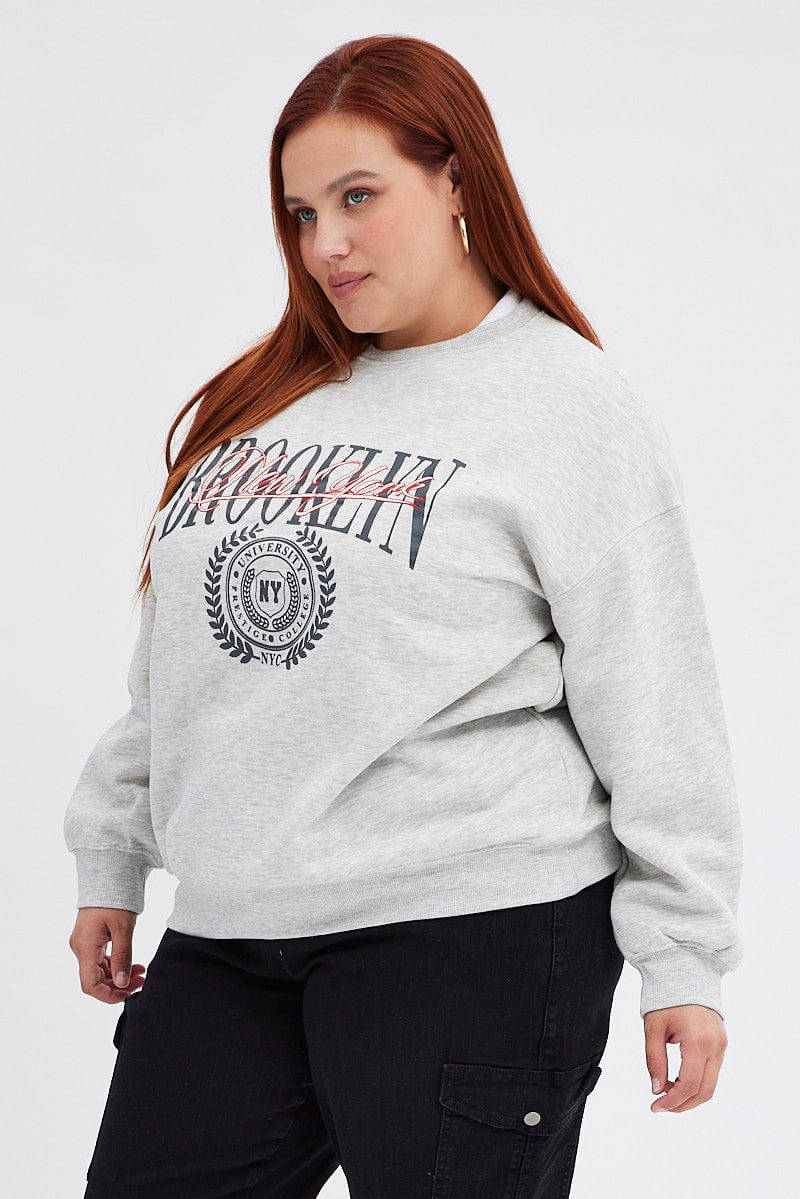 Grey Oversized Sweater Embroidered - Image 4