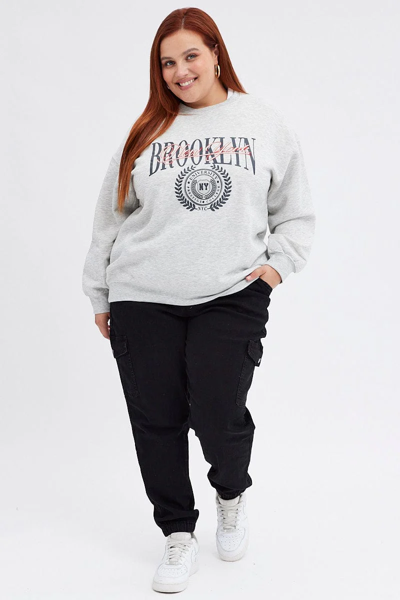 Grey Oversized Sweater Embroidered - Image 5