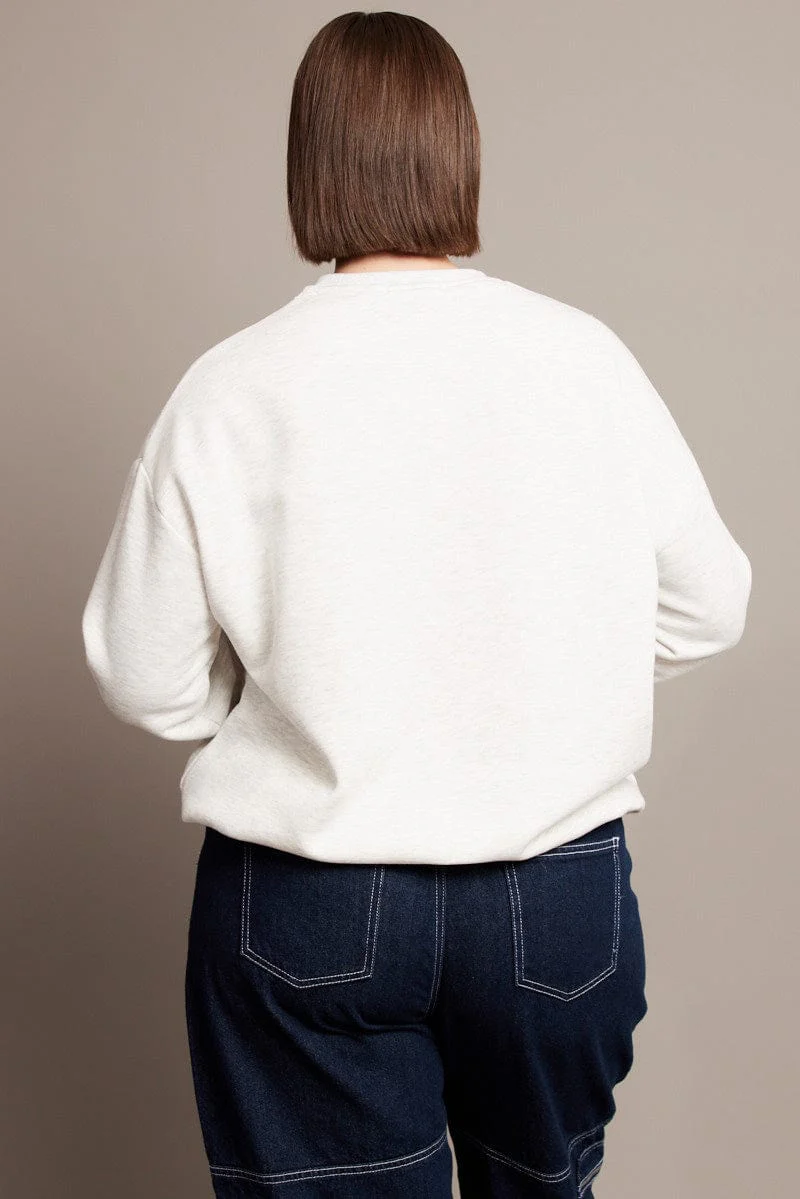 Grey Oversized Sweater Long Sleeve Crew Neck - Image 5