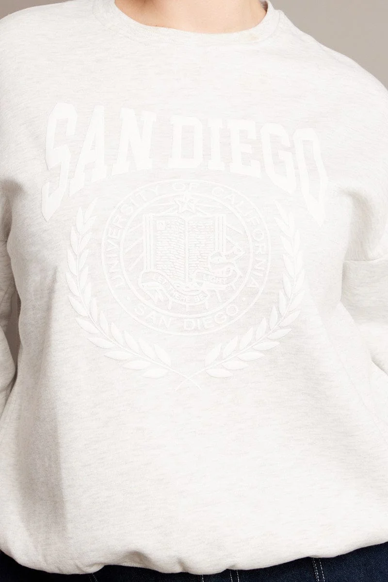 Grey Oversized Sweater Long Sleeve Crew Neck - Image 6