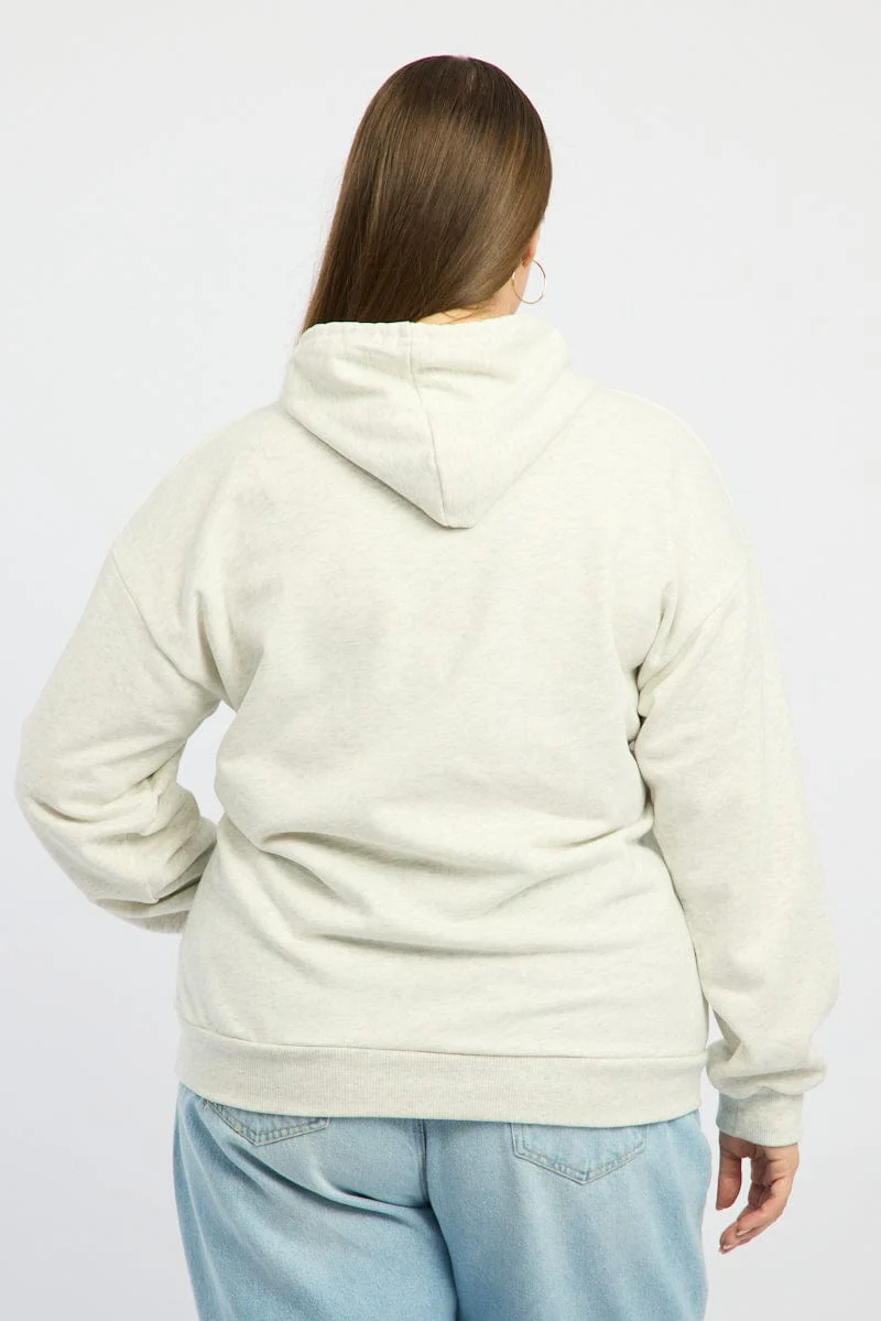 Grey Oversized Sweatshirt Hooded Long Sleeve Crew Neck - Image 4